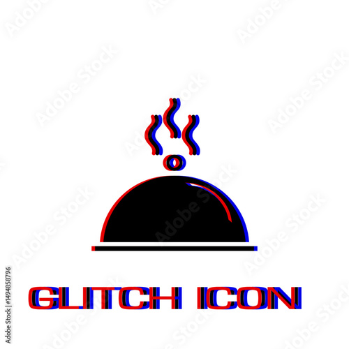 Food platter serving icon flat. Simple pictogram - Glitch effect. Vector illustration symbol
