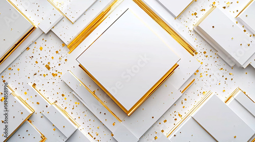 White and Gold 3D Abstract Background