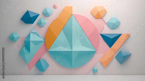 Abstract Geometric Wall Art in Soft Pastel Colors