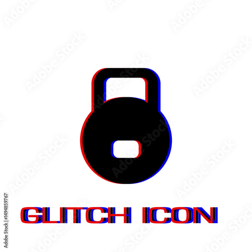 Kettlebell icon flat. Simple pictogram - Glitch effect. Vector illustration symbol