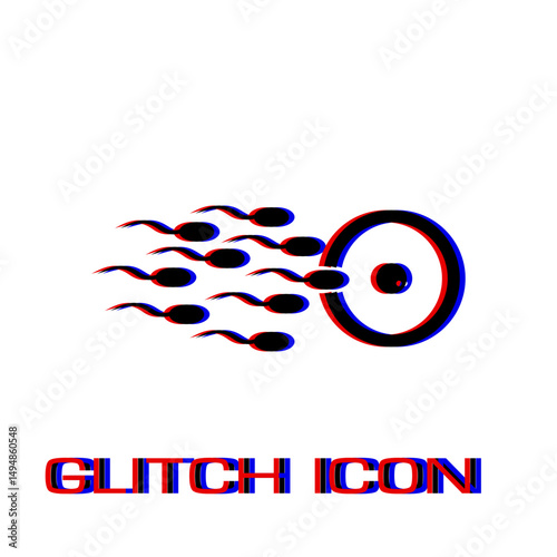 Fertilization icon flat. Simple pictogram - Glitch effect. Vector illustration symbol