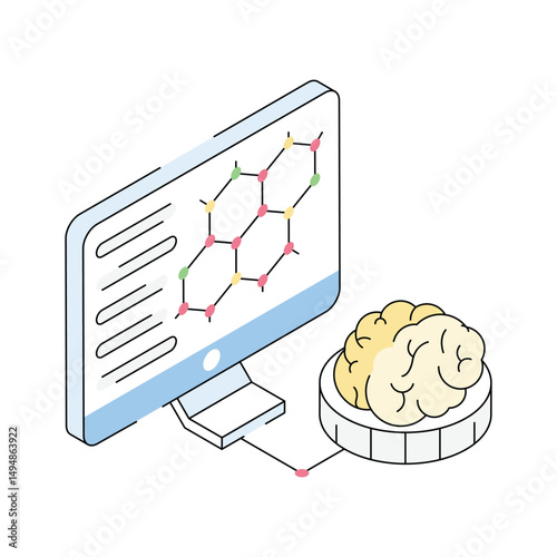 A premium isometric icon of advanced ai software concept
