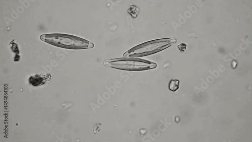 view of bacteria or germs moving under a microscope