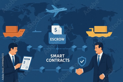 Global trade secured escrow smart contracts blockchain technology