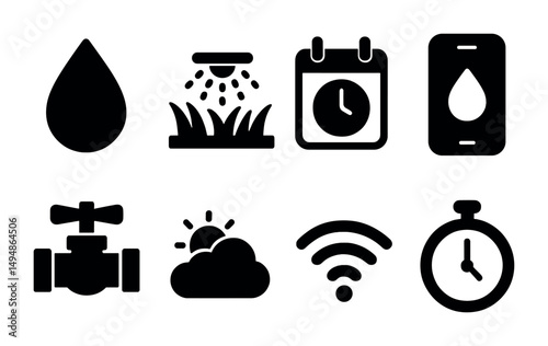 Water management icons for smart irrigation and automation design