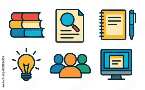 Ethics and decision-making flat icons set – moral, integrity, choice symbols