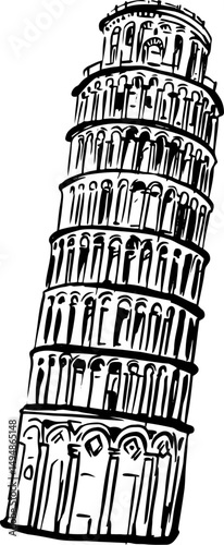 Leaning Tower of Pisa Line Drawing