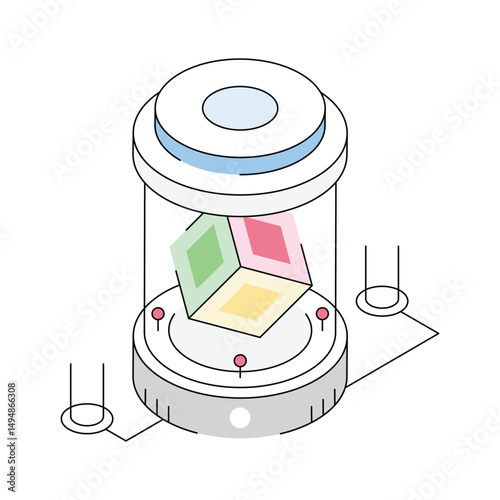 A trendy isometric icon of ai modelling technology