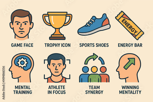 Sports and fitness icons set – outline, athlete, training, exercise symbols