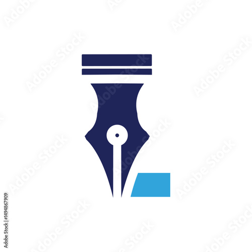 this is a logo design of a pen in letter L shape in blue color