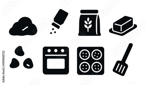 Kitchen and baking solid icons set – filled, cooking, food preparation symbols