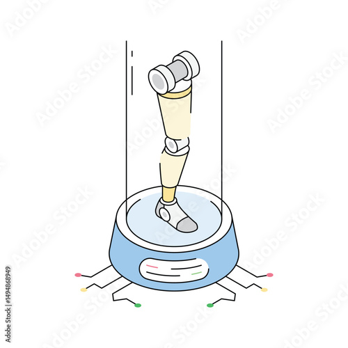 Well crafted isometric icon of prosthetic leg mechanism