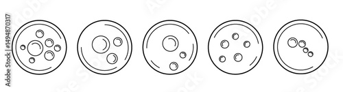Collagen drops and hyaluronic acid bubbles line icon PNG. Vector cosmetic serum or skincare essence for beauty, hydration, and facial care products.