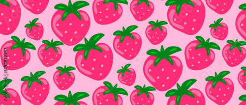 Bright seamless strawberry background.