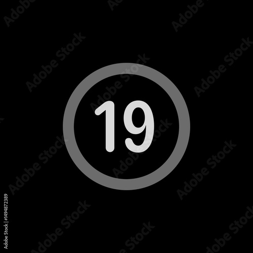 Number 19 Circle Icon