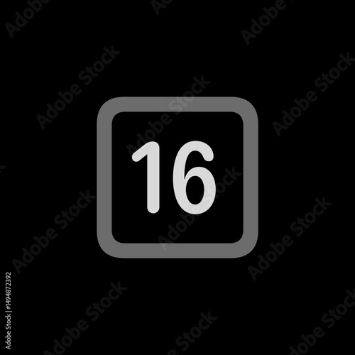 Number 16 Square Icon
