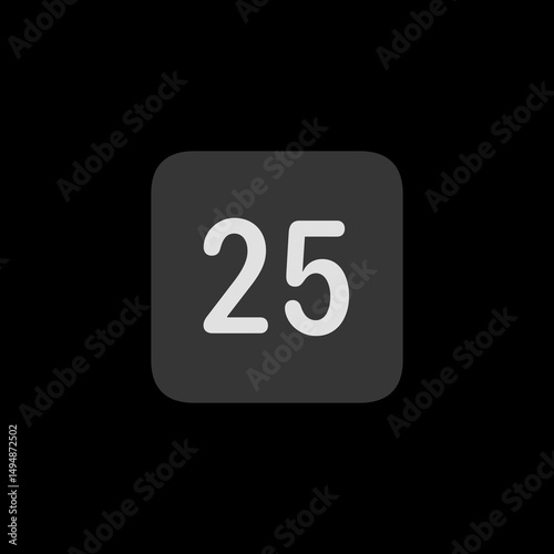 Number 25 Filled Square Icon