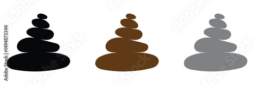 Balanced Zen stone logo template Vector Zen yoga stones stack or spa pebbles black and white graphic line illustration. EPS 10 . 