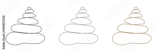 Balanced Zen stone logo template Vector Zen yoga stones stack or spa pebbles black and white graphic line illustration. EPS 10 . 