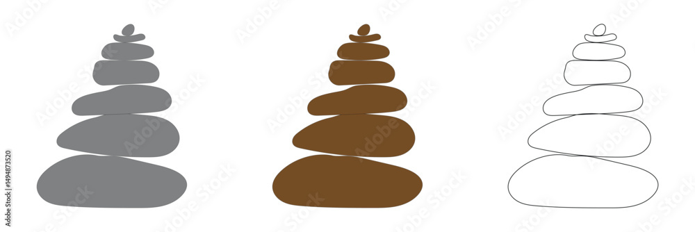 Balanced Zen stone logo template Vector Zen yoga stones stack or spa pebbles black and white graphic line illustration. EPS 10 . Balanced Zen stone logo template Vector Zen yoga stones stack or spa pebbles black and white graphic line illustration. EPS 10 .