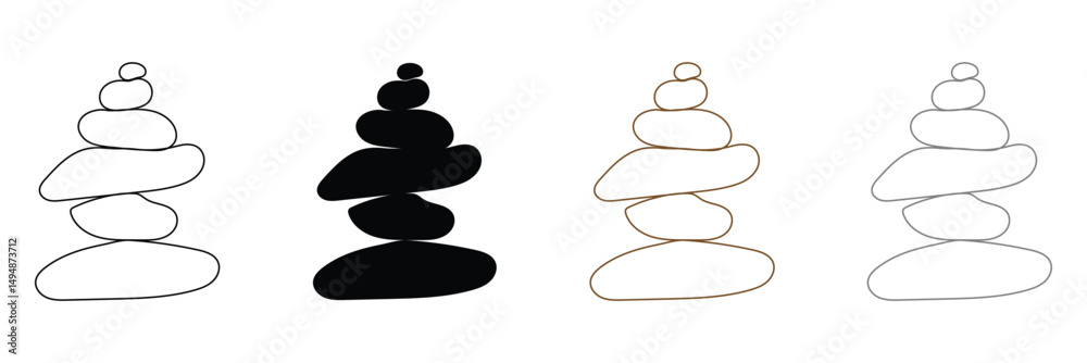 Balanced Zen stone logo template Vector Zen yoga stones stack or spa pebbles black and white graphic line illustration. EPS 10 . Balanced Zen stone logo template Vector Zen yoga stones stack or spa pebbles black and white graphic line illustration. EPS 10 .