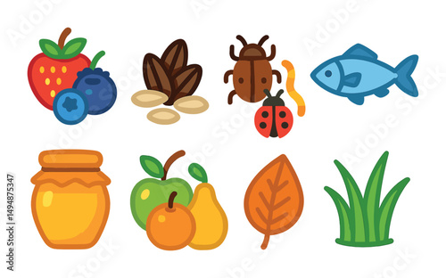 Healthy lifestyle icons set – flat, filled, wellness and fitness symbols