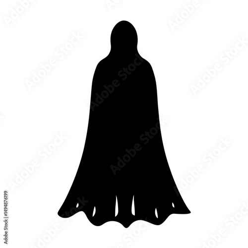 Silhouette of mysterious figure in flowing cloak, a dark spectral form