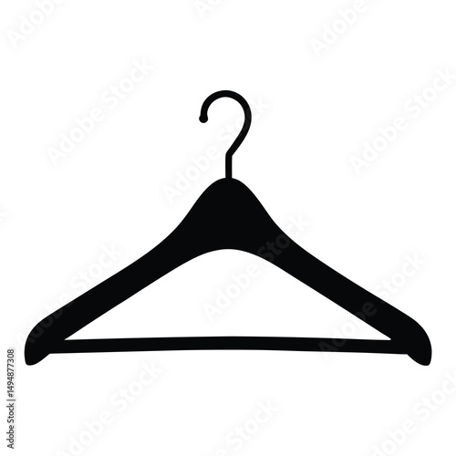 Stylized black silhouette of a coat hanger with a hook for hanging