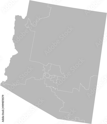 Arizona congressional districts vector map (Albers equal area conic projection, PPT-compatible & fully editable)