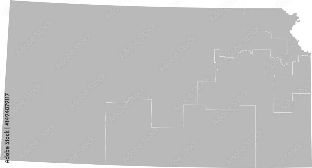 Obraz premium Kansas congressional districts vector map (Albers equal area conic projection, PPT-compatible & fully editable)