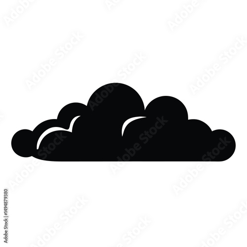 Silhouette of a Cumulus Cloud Shape on White Background Simple Image