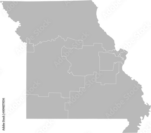 Missouri congressional districts vector map (Web Mercator projection, PPT-compatible & fully editable)