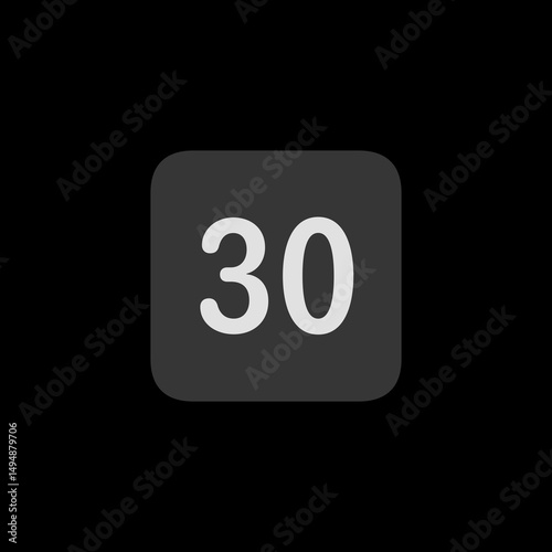Number 30 Filled Square Icon