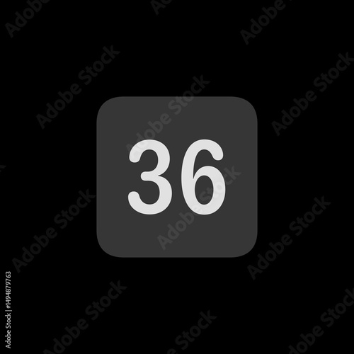 Number 36 Filled Square Icon