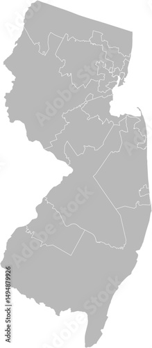 New Jersey congressional districts vector map (Albers equal area conic projection, PPT-compatible & fully editable)