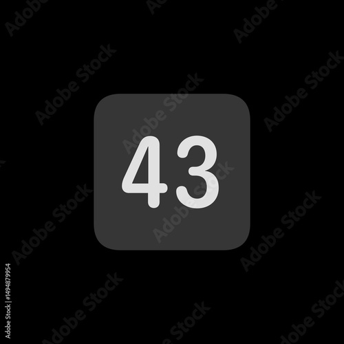 Number 43 Filled Square Icon