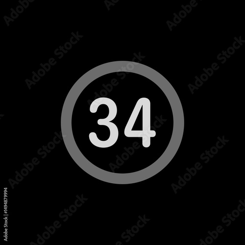 Number 34 Circle Icon