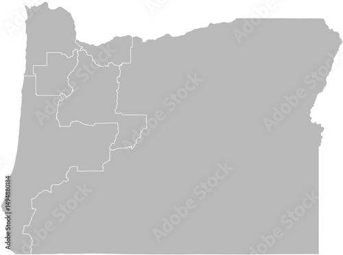 Oregon congressional districts vector map (Web Mercator projection, PPT-compatible & fully editable)