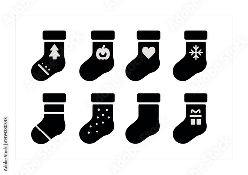 Holiday silhouette icons set – winter, christmas, festive design elements