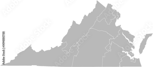 Virginia congressional districts vector map (Web Mercator projection, PPT-compatible & fully editable)