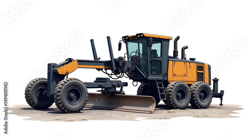 A pinnacle of engineering prowess that elevates the standards of roadwork and earthmoving projects. Bathed in a vibrant yellow color, the machine commands attention against the rugged backdrop