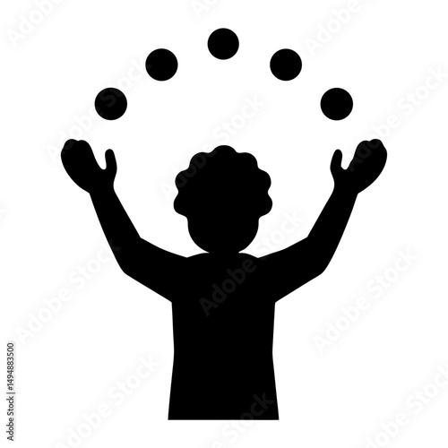 Silhouette of a Person Juggling Balls in the Air with Skill
