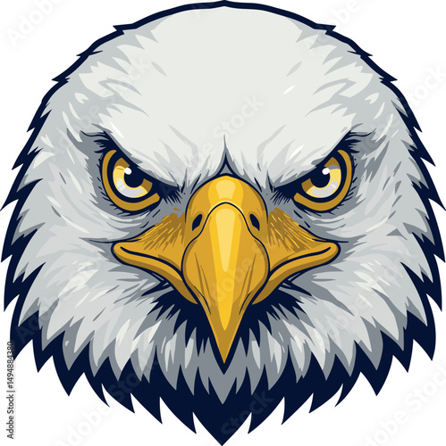 Bald Eagle Head Mascot vector illustration front view. suitable for esport logos, tattoos, stickers,