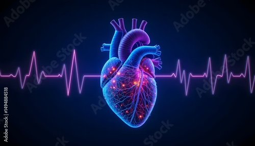 Heart Anatomy and ECG EKG Rhythm heartbeat: A Vivid Medical Illustration
