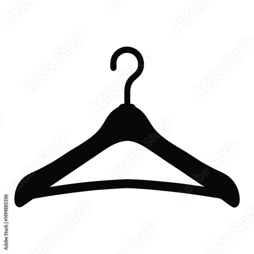 Isolated Black Clothing Hanger on White Background for Hanging Apparel Items