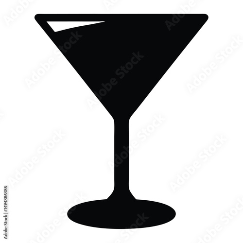 Elegant black silhouette of a martini glass with a smooth liquid inside