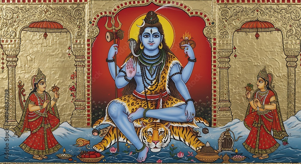 Fototapeta premium Hindu deity shiva painting
