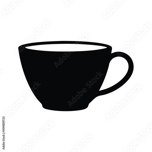 Simple Black Coffee Cup Silhouette on a White Background Illustration