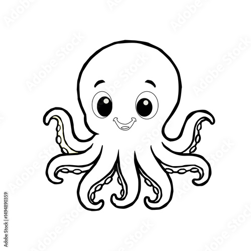 Octopus doodle art.Vector Illustration of Hand drawn Cute Octopus Doodle art. A cartoon cute octopus illustration, octopus character design.Octopus Line Icon. Funny Octopus Vector Illustration Cartoon