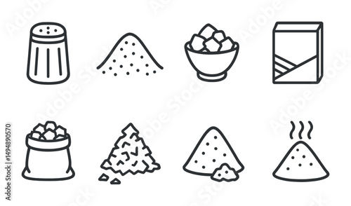Sugar and spice line icons set – outline, linear, culinary and cooking symbols